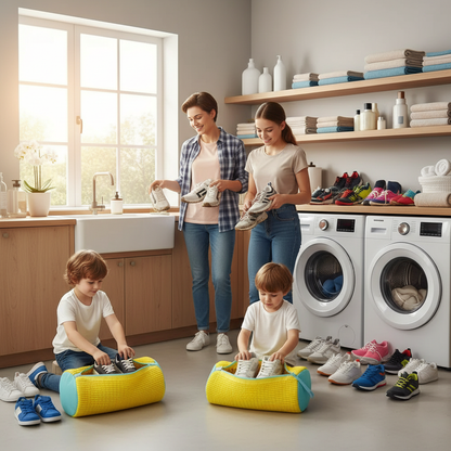 Durable Shoe Washing Machine Bag for All Shoe Types-Yellow with Blue Zipper,Ideal for Sneakers and Casual Shoes,Laundry Wash Bag