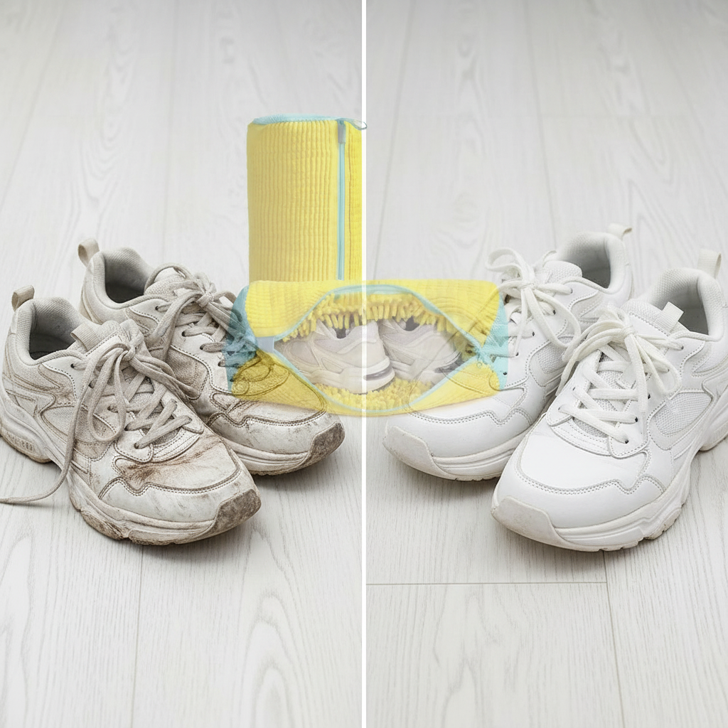 Durable Shoe Washing Machine Bag for All Shoe Types-Yellow with Blue Zipper,Ideal for Sneakers and Casual Shoes,Laundry Wash Bag